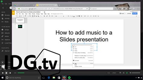 how to have music playing in the background of google slides while ensuring the audio remains muted for others