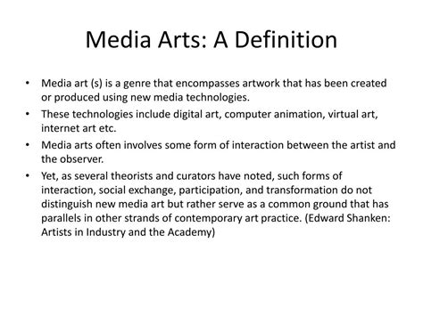 media art definition: The evolution of media art has been as dynamic as the technologies it employs.