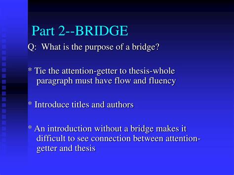 what is the bridge in an essay